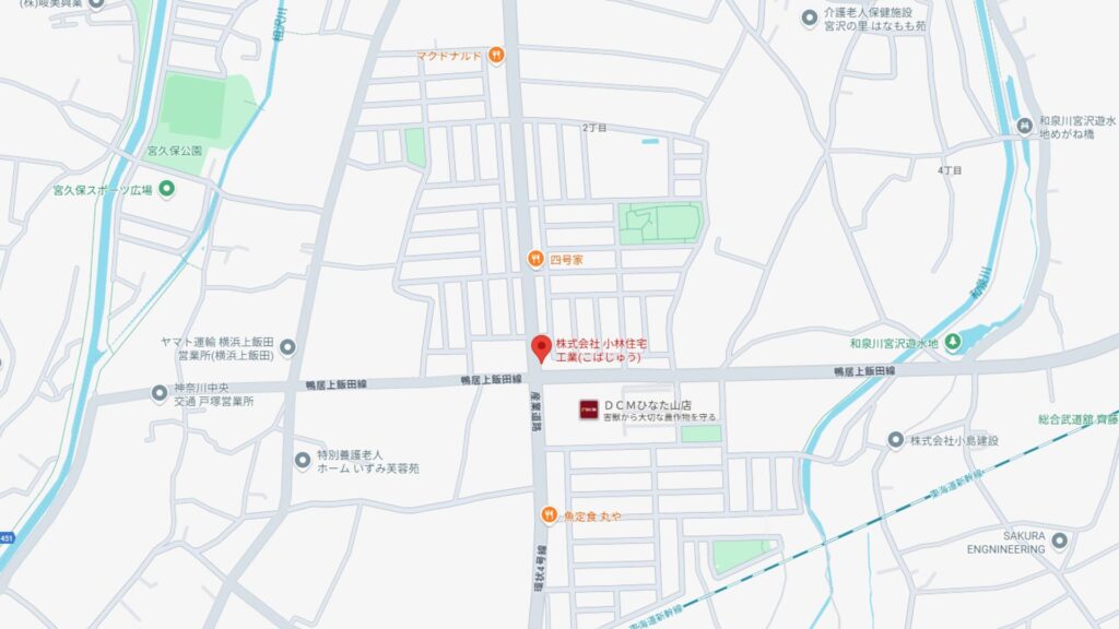 小林住宅工業の所在地周辺地図(Googleマップ)